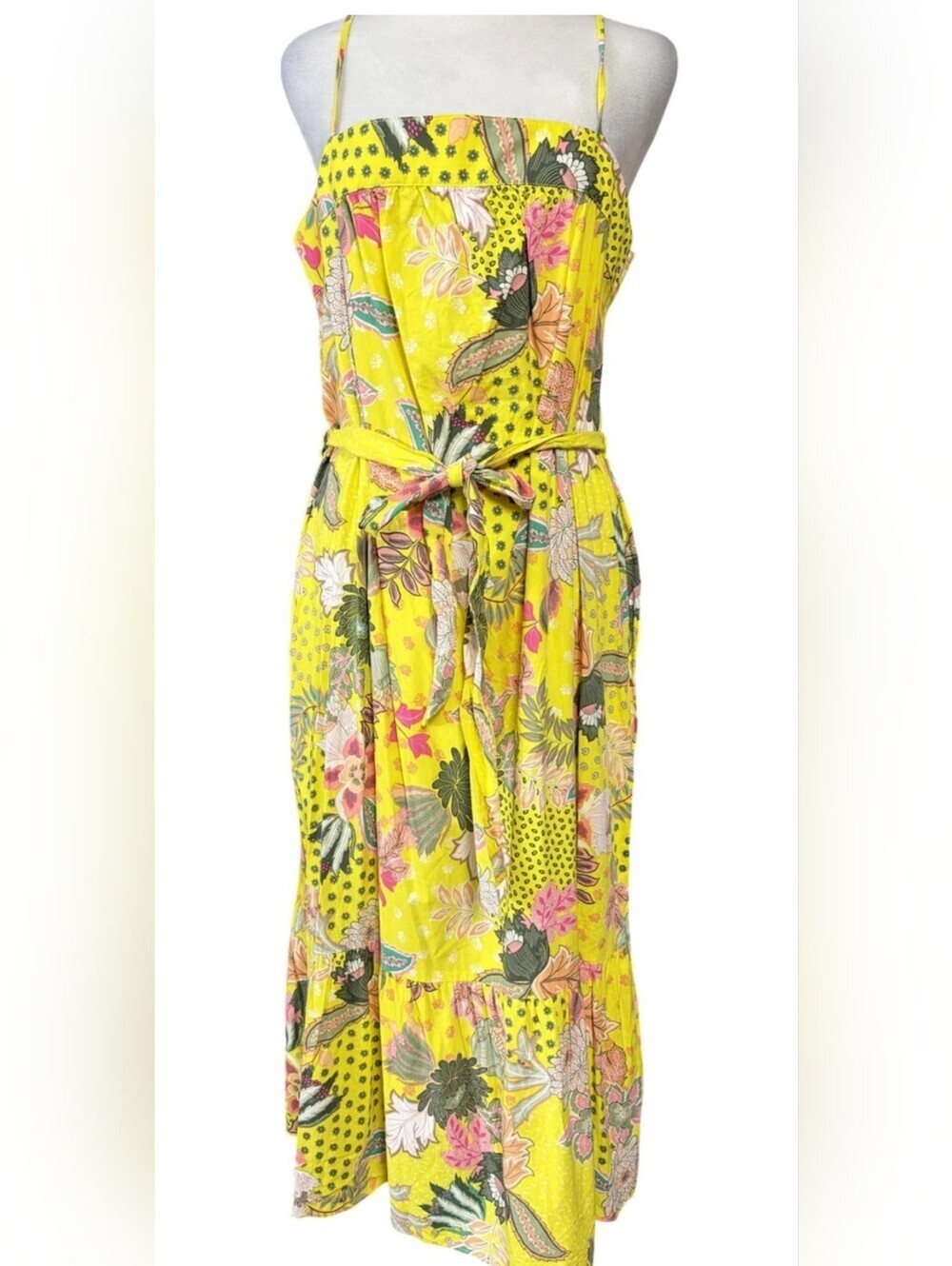 LOFT  Yellow Floral Sundress with Ruffle Hem - Women